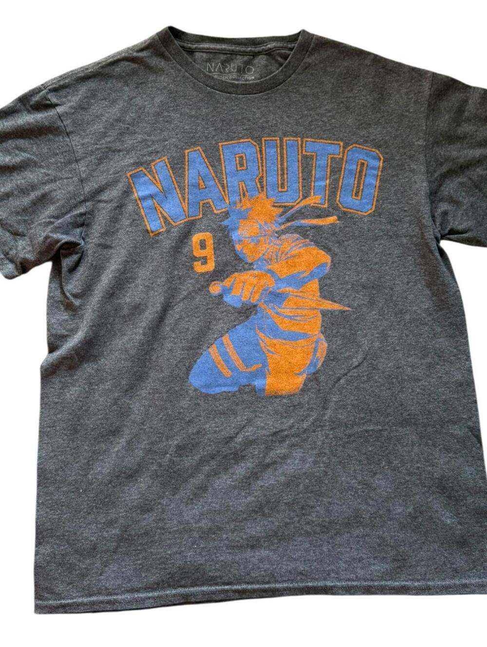 Naruto Shippuden Collection Gray Graphic T-Shirt Size M Anime Ninja Action Tee
